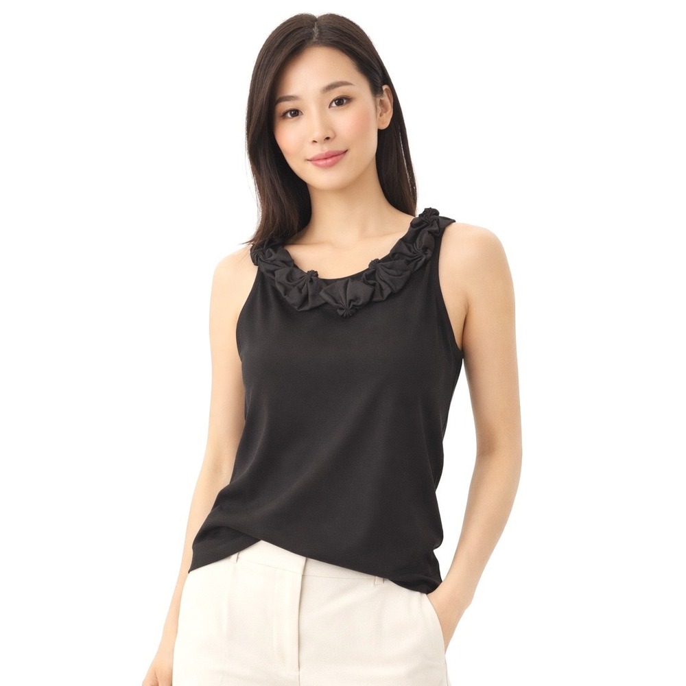 The Limited Brown Sleeveless Tank Top Rosette Neck M Preppy Academia 65-04